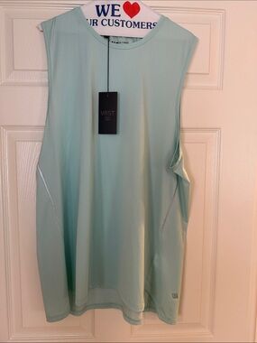 VRST Men’s Mint Green Swim Rash Guard Sleeveless Top